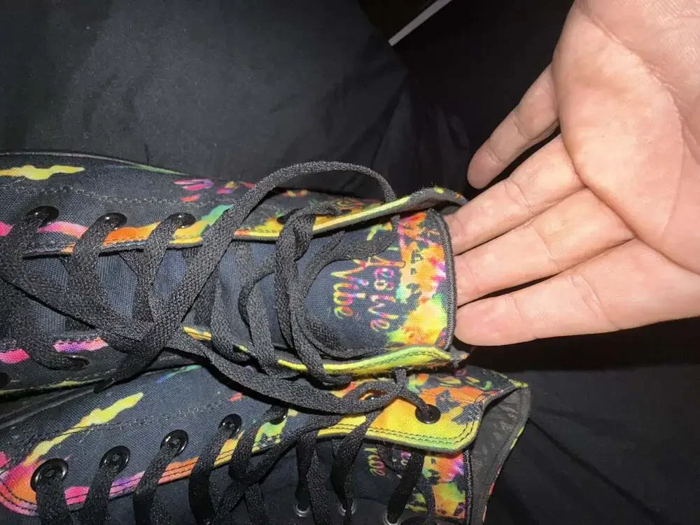 Yes We Vibe Tie-Dye Peace Sign High Top Sneakers